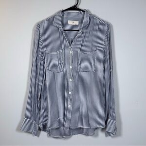 Thread & Supply Navy and White Striped Shirt